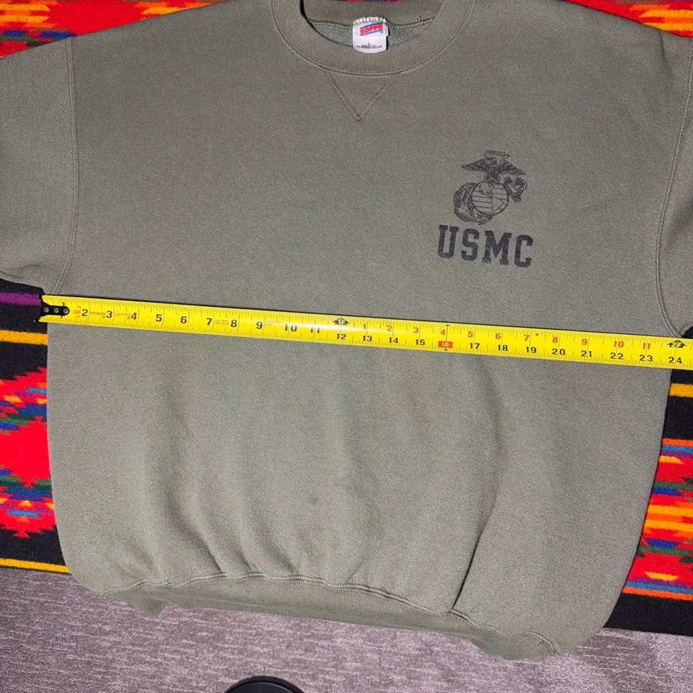USMC Sweatshirt Mens Large Olive Green Marine Corps Made in USA Vintage Style